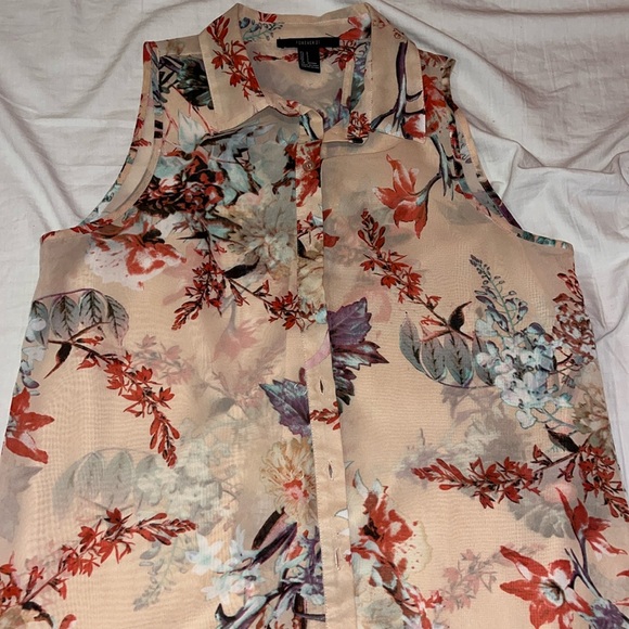 Floral Sleeveless Open Back Blouse - Picture 1 of 4